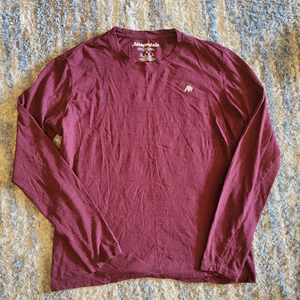 Aeropostale Burgundy Long Sleeve Tee Casual Cotton Size M